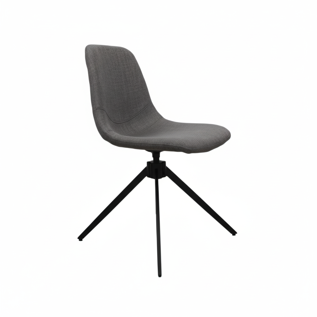 Silla De Comedor Giratoria Tapiz (Gris) Patas De Metal