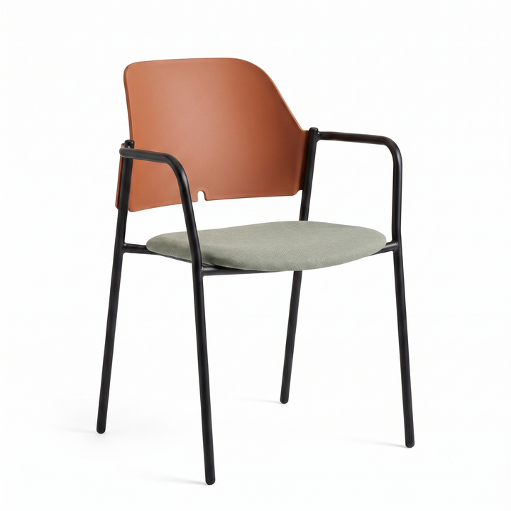 Silla De Comedor Espaldar De Pvc Tapiz (Gris) Estructura De Metal