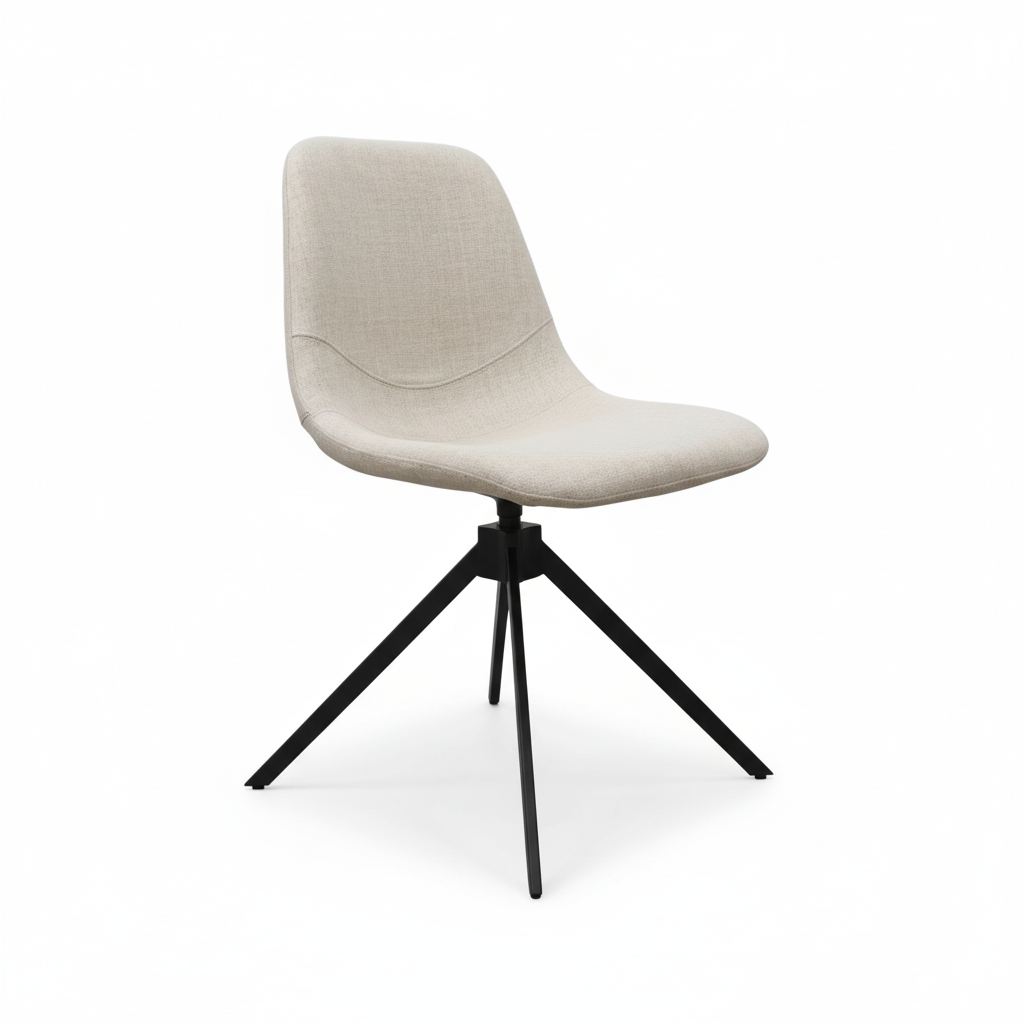 Silla De Comedor Giratoria Tapiz (Beige) Patas De Metal
