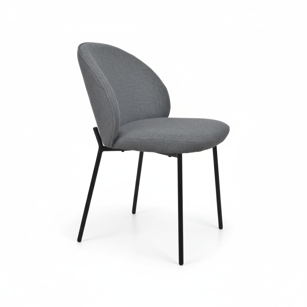 Silla De Comedor Tapiz (Gris Oscuro) Patas De Metal