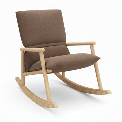 Mecedora Sillón Tapizada (Marrón) Estructura De Madera