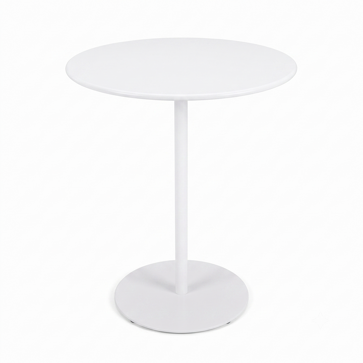 Mesa Tablero Redondo (Blanco) Estructura De Metal