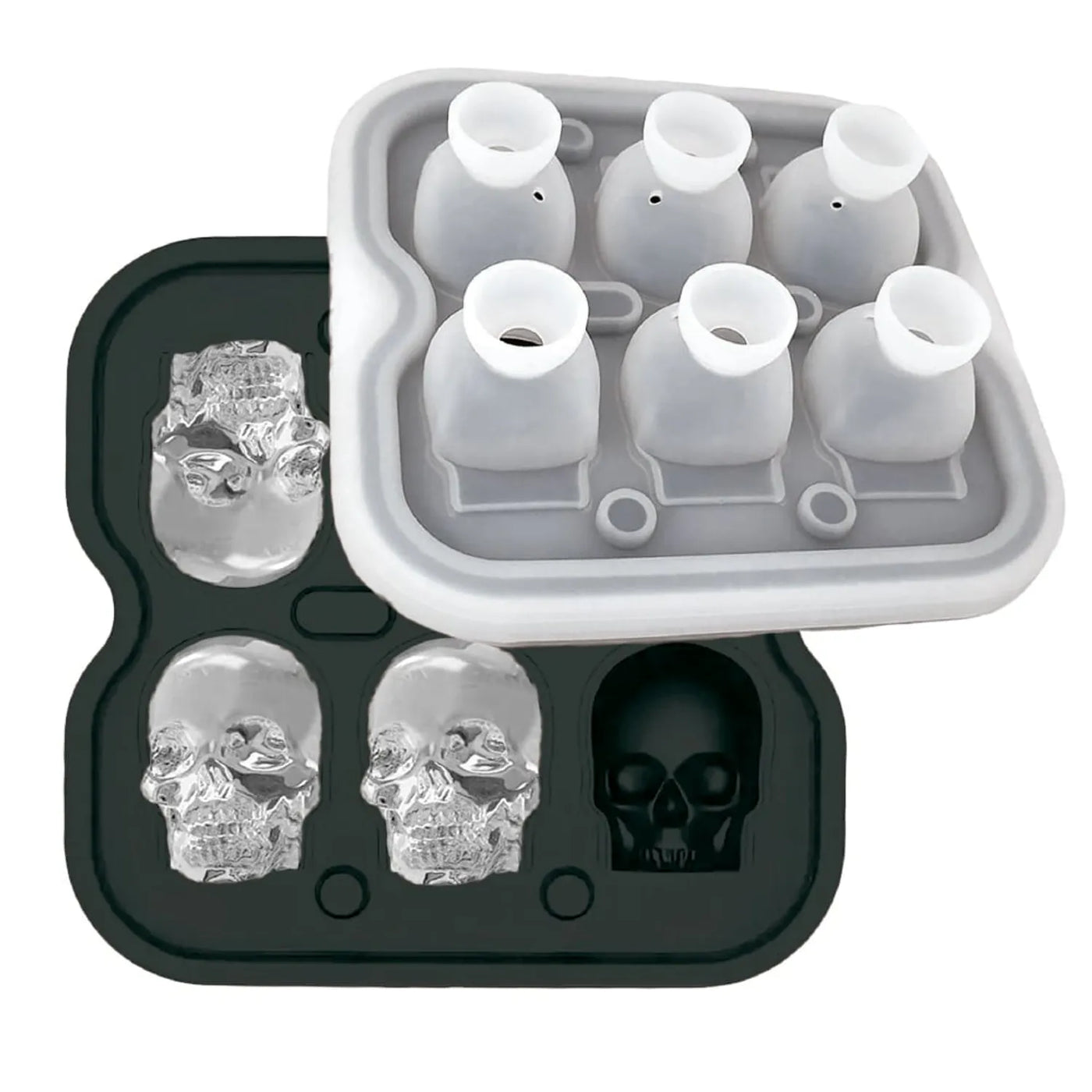 Cubeta De Hielo Calavera 6 Cavidades (Negro) De Silicona