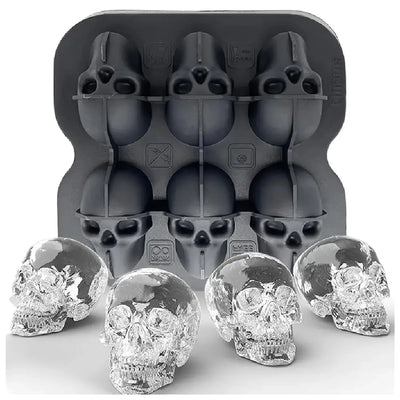 Cubeta De Hielo Calavera 6 Cavidades (Negro) De Silicona