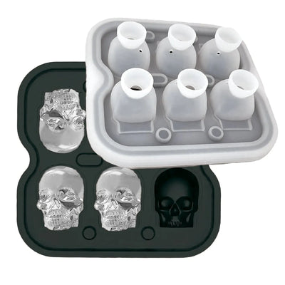 Cubeta De Hielo Calavera 6 Cavidades (Negro) De Silicona