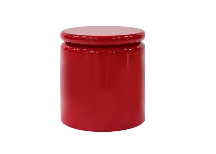 Mesa Auxiliar (Rojo Brillante) Tablero Redondo De Madera