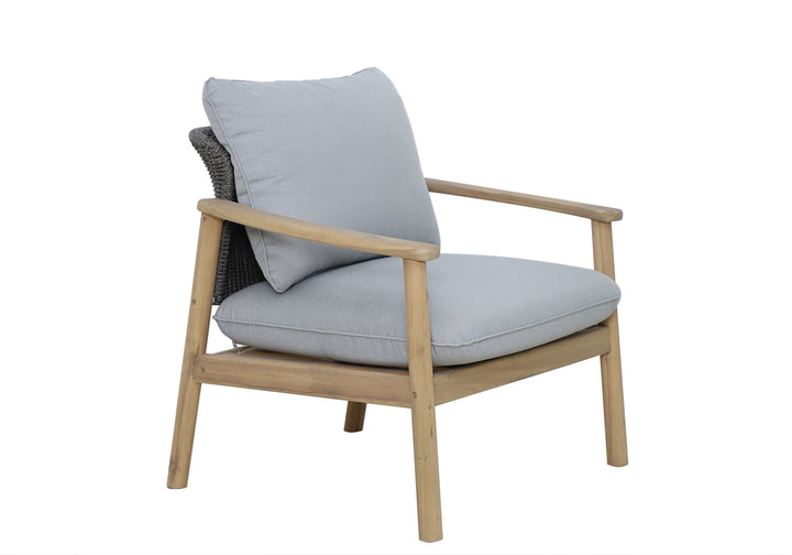 Sillón Tapizado (Gris) Estructura Acacia De Madera