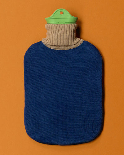 Bolsa (Azul) De Agua Caliente Con Funda Tejida De Algodón