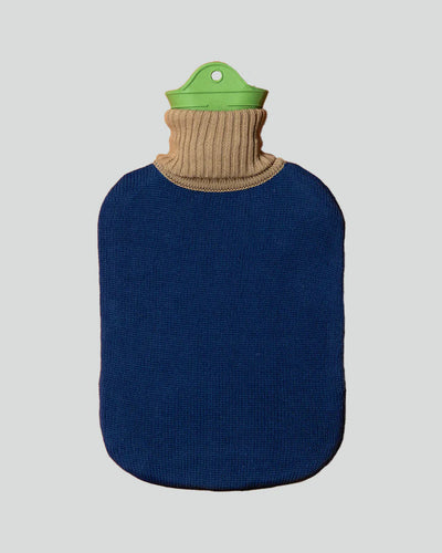 Bolsa (Azul) De Agua Caliente Con Funda Tejida De Algodón