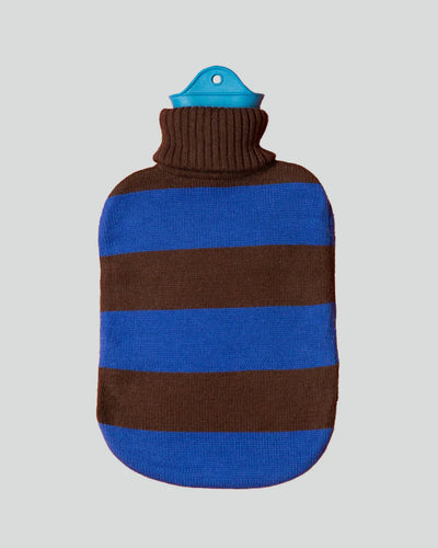 Bolsa (Marrón Y Azul) De Agua Caliente Con Funda Tejida De Algodón