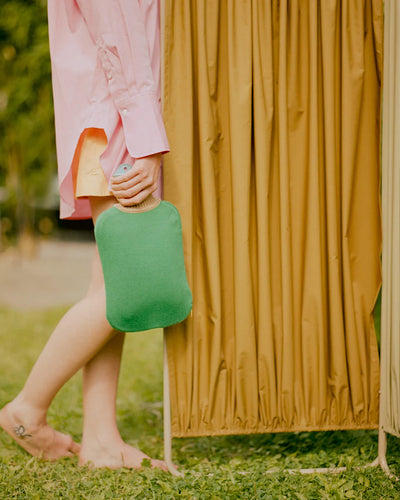 Bolsa (Verde) De Agua Caliente Con Funda Tejida De Algodón