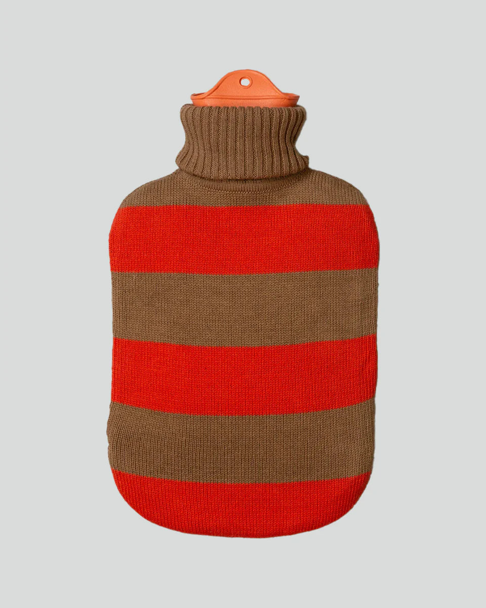 Bolsa (Rojo Y Marrón) De Agua Caliente Con Funda Tejida De Algodón