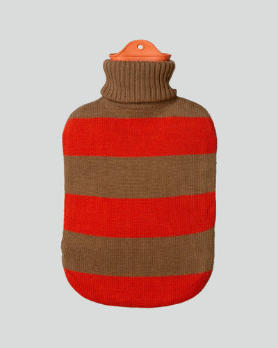 Bolsa (Rojo Y Marrón) De Agua Caliente Con Funda Tejida De Algodón