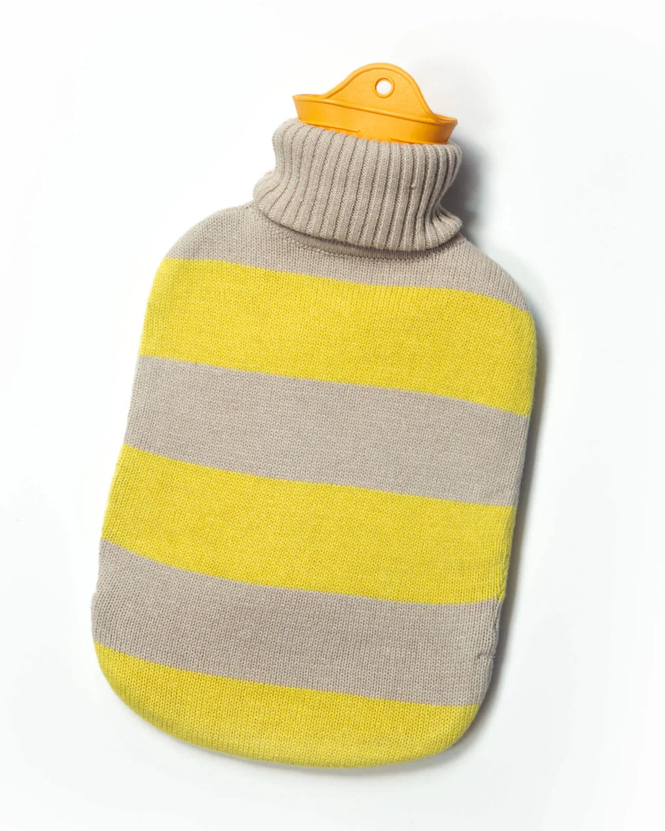 Bolsa (Amarillo Y Beige) De Agua Caliente Con Funda Tejida De Algodón