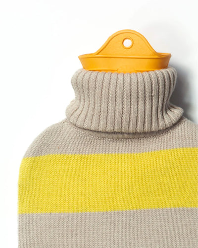 Bolsa (Amarillo Y Beige) De Agua Caliente Con Funda Tejida De Algodón