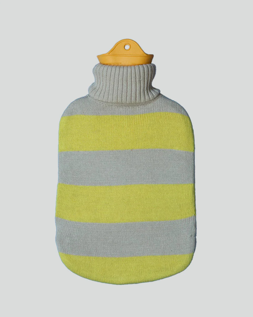 Bolsa (Amarillo Y Beige) De Agua Caliente Con Funda Tejida De Algodón