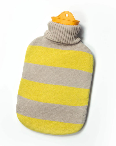 Bolsa (Amarillo Y Beige) De Agua Caliente Con Funda Tejida De Algodón