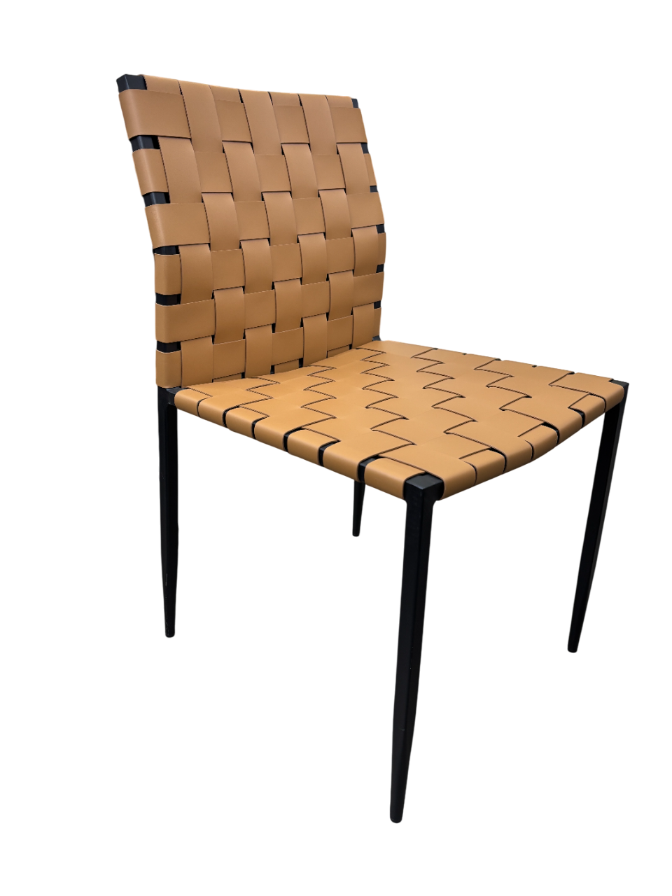 Silla De Comedor Trenzado Color (Camello) Patas De Metal