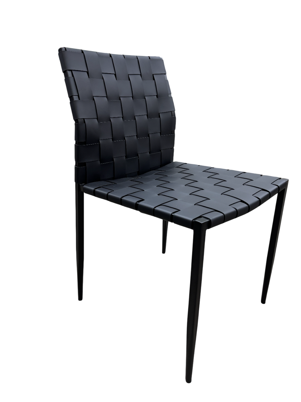Silla De Comedor Trenzado (Negro) Patas De Metal