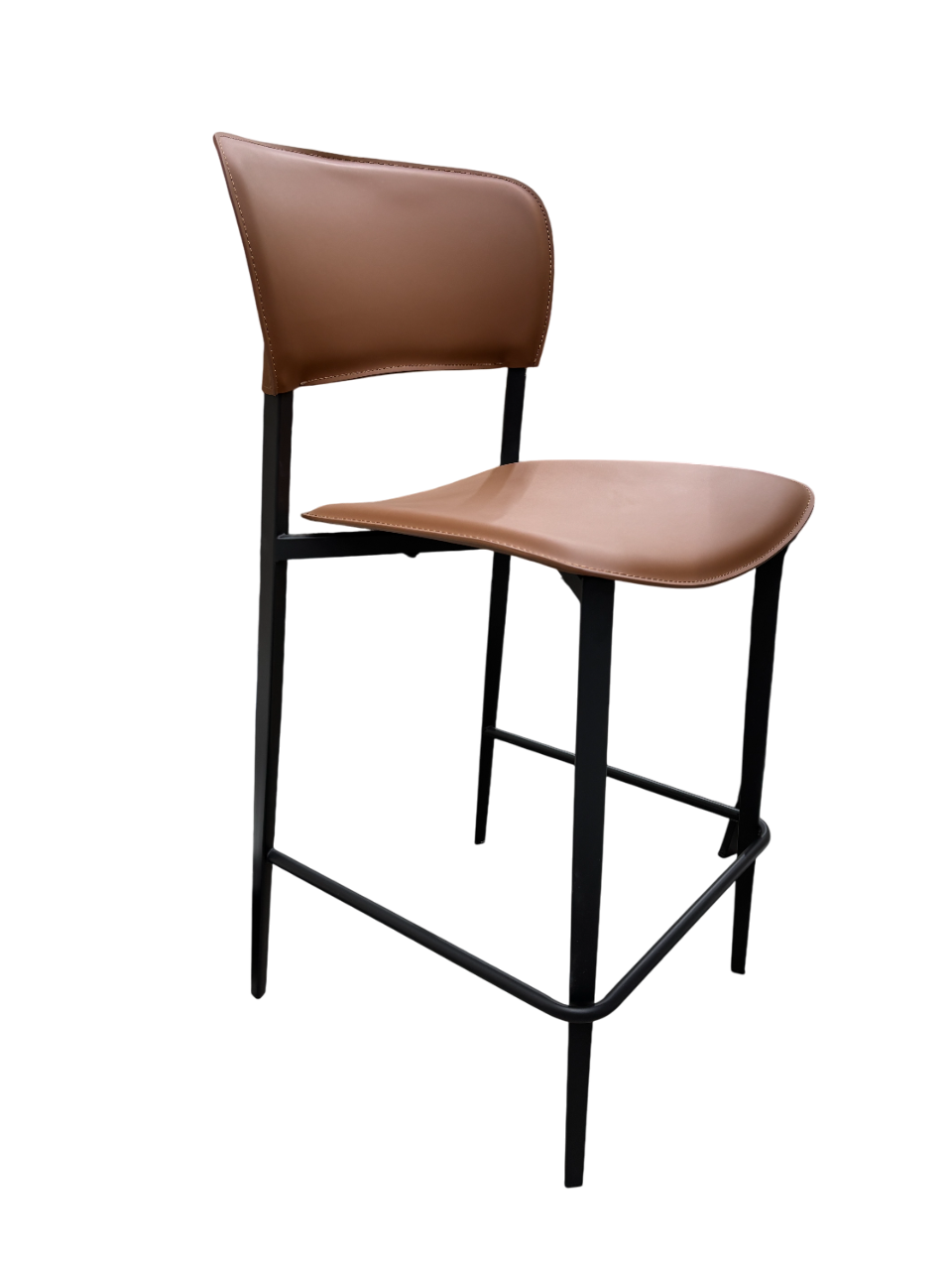 Silla Para Bar (Marrón) Patas Negras De Metal