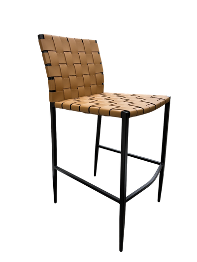 Silla Para Bar Trenzado Color (Camello) Patas De Metal