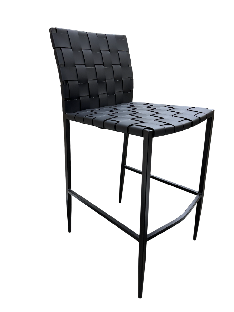 Silla Para Bar Trenzado (Negro) Patas De Metal