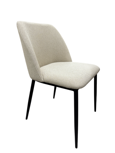 6 Sillas De Comedor Tapizado (Crema) Estructura De Metal + Mesa De Comedor (Natural) Tablero Mdf Y Melamina Estructura De Madera