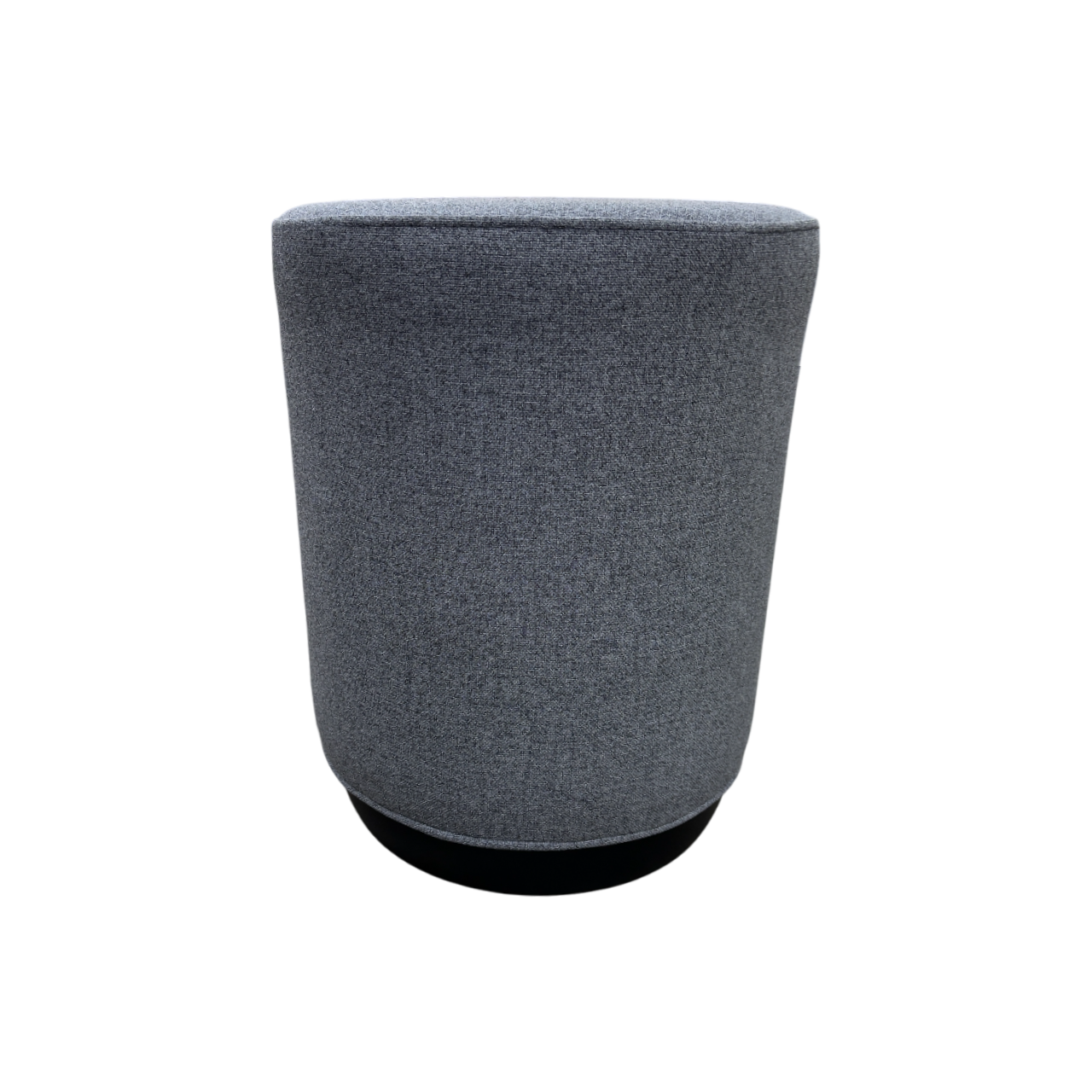 Pouff Redondo Tapizado (Gris) Base De Madera