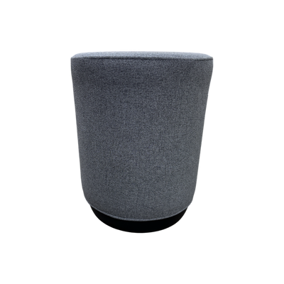 Pouff Redondo Tapizado (Gris) Base De Madera