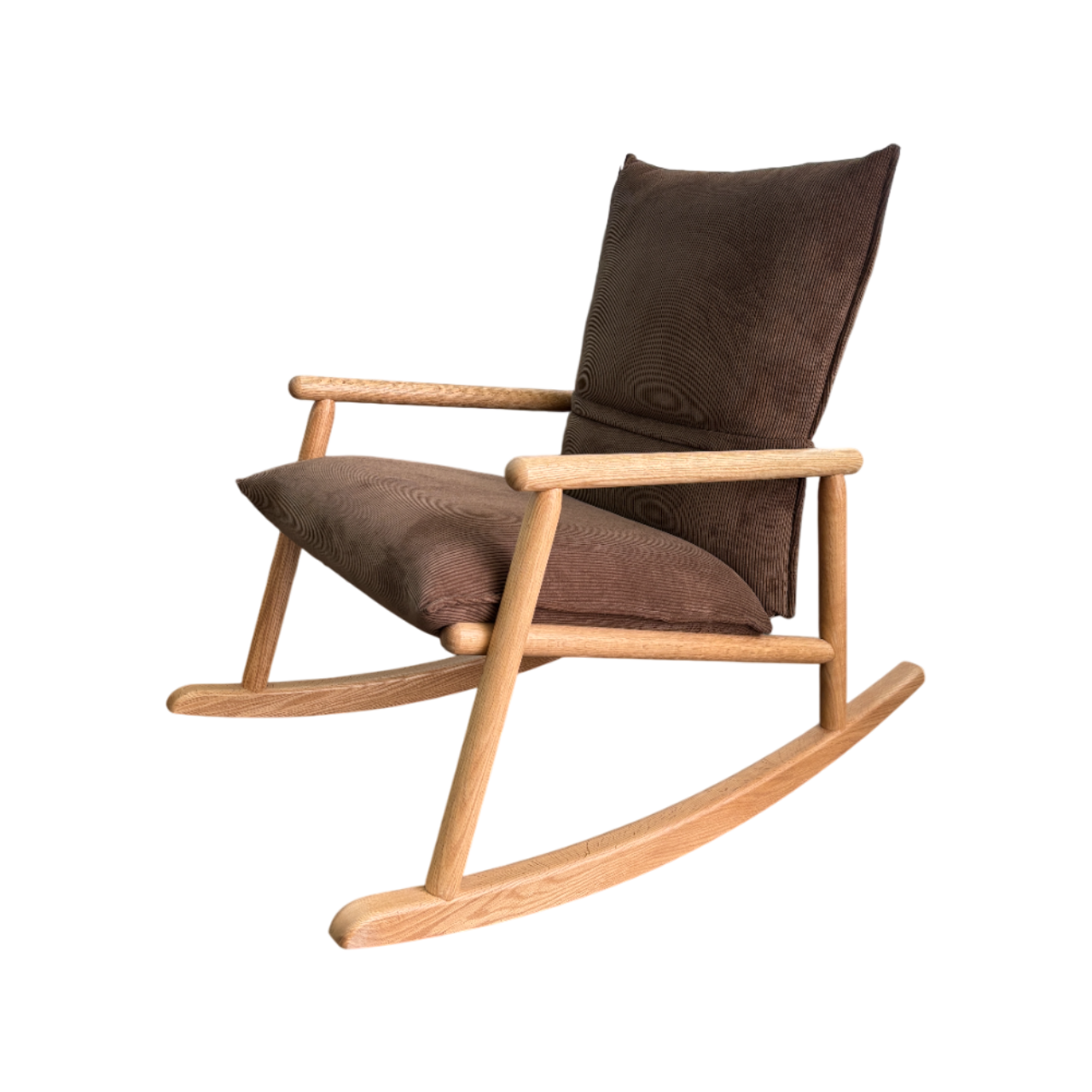 Mecedora Sillón Tapizada (Marrón) Estructura De Madera