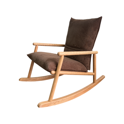 Mecedora Sillón Tapizada (Marrón) Estructura De Madera