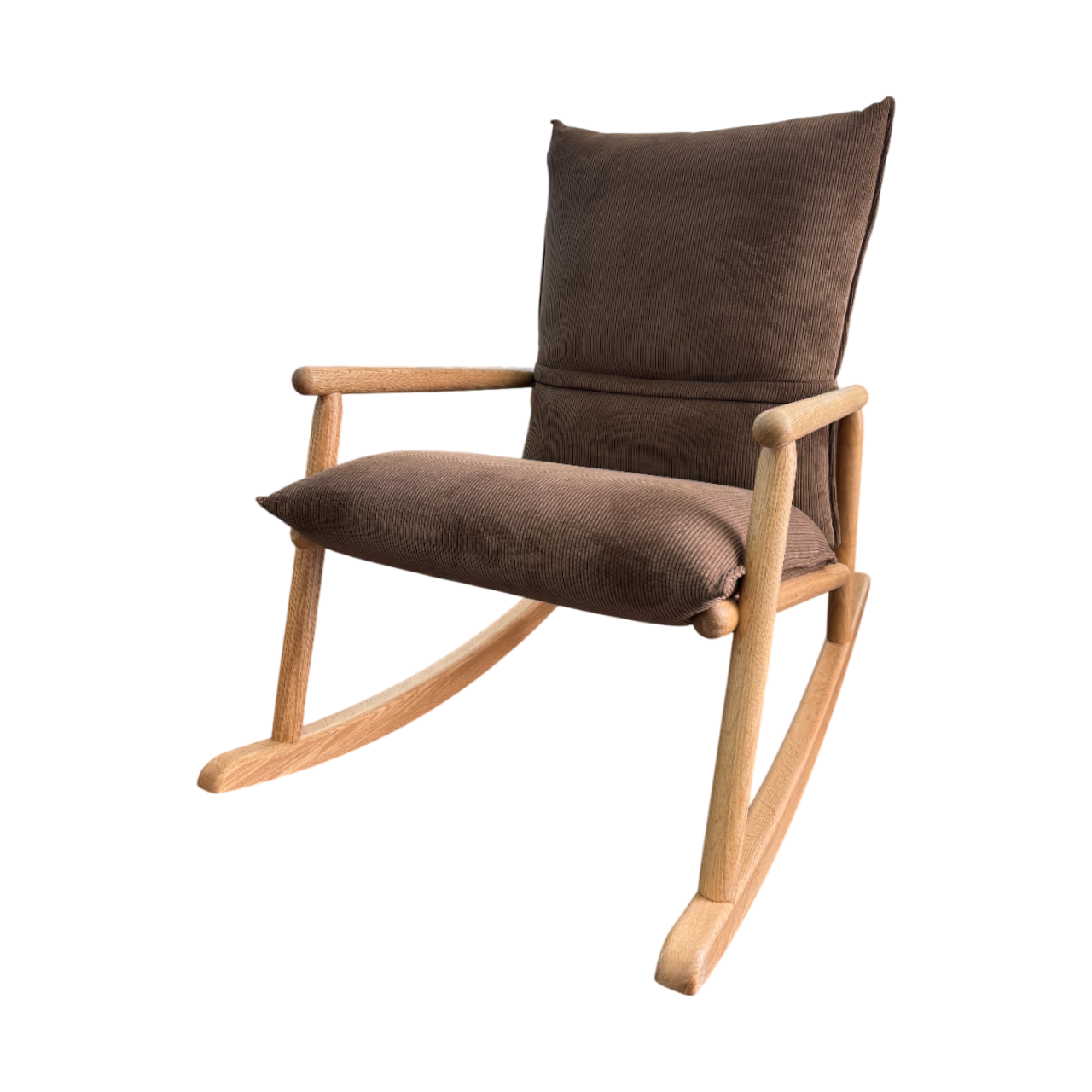 Mecedora Sillón Tapizada (Marrón) Estructura De Madera