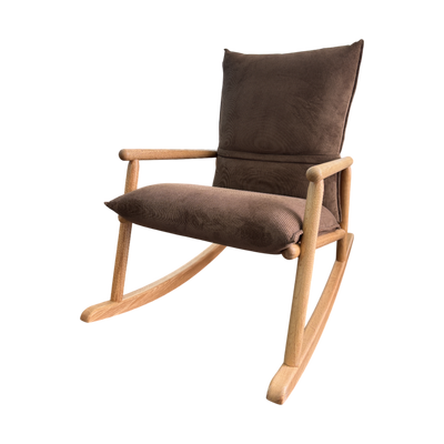 Mecedora Sillón Tapizada (Marrón) Estructura De Madera