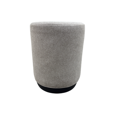 Pouff Redondo Tapizado (Marrón Claro) Base De Madera