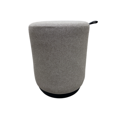 Pouff Redondo Tapizado (Marrón Claro) Base De Madera