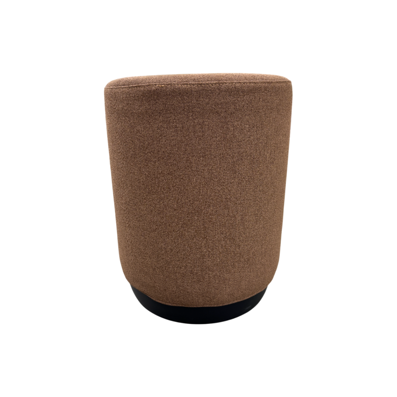 Pouff Redondo Tapizado (Marrón) Base De Madera