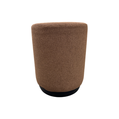 Pouff Redondo Tapizado (Marrón) Base De Madera