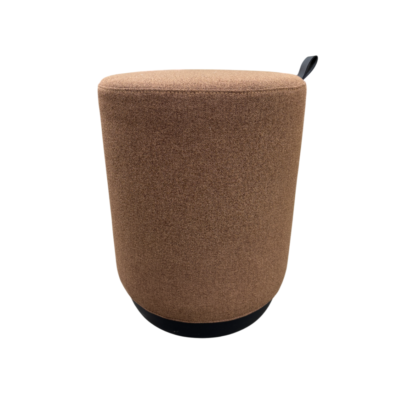 Pouff Redondo Tapizado (Marrón) Base De Madera