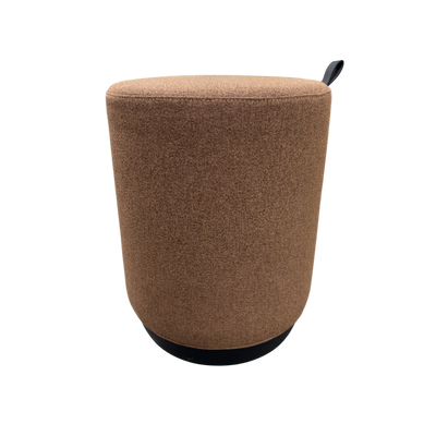 Pouff Redondo Tapizado (Marrón) Base De Madera