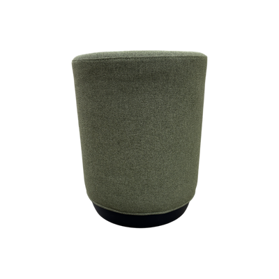 Pouff Redondo Tapizado (Verde) Base De Madera