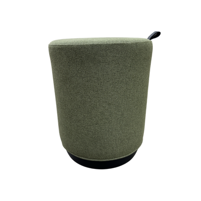 Pouff Redondo Tapizado (Verde) Base De Madera