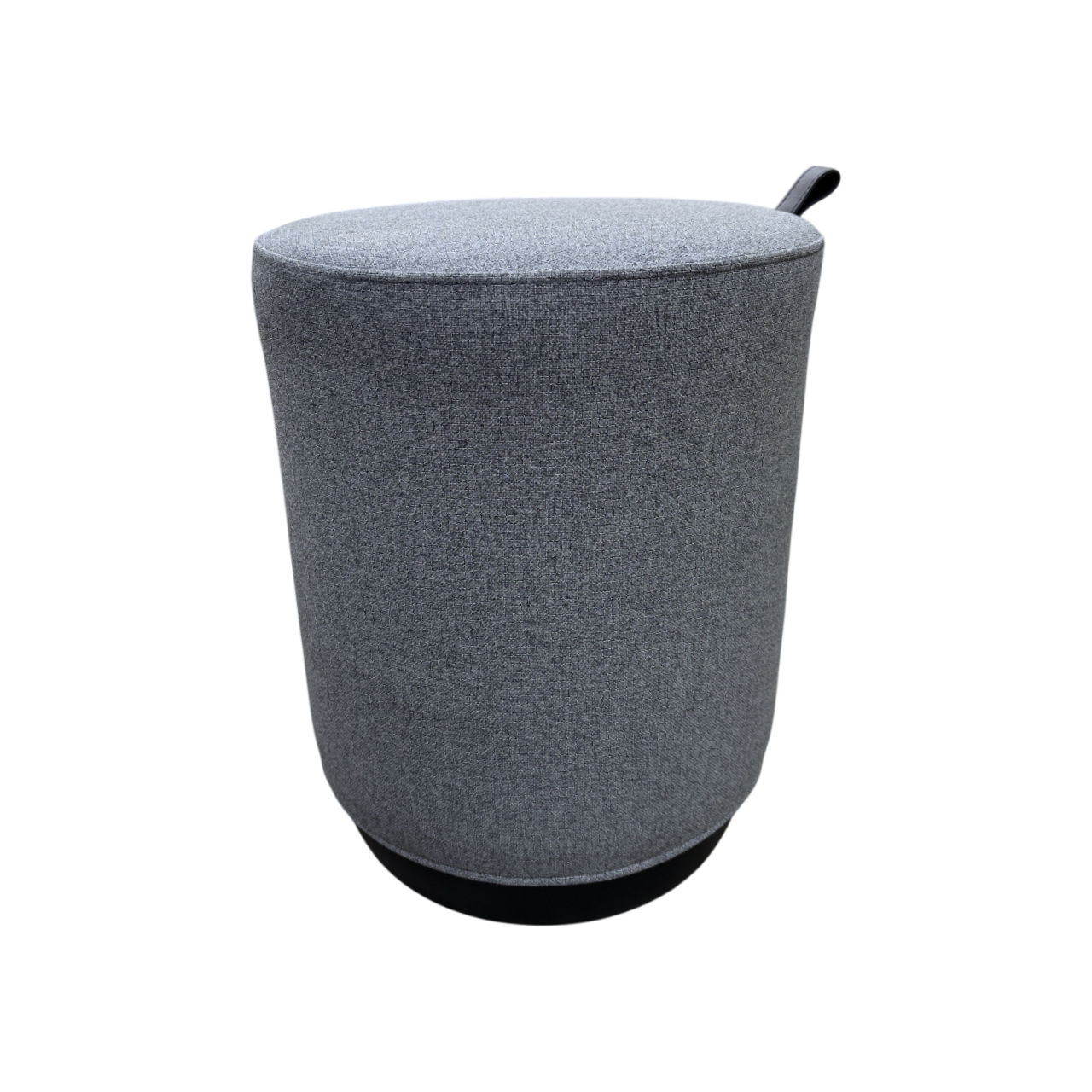 Pouff Redondo Tapizado (Gris) Base De Madera