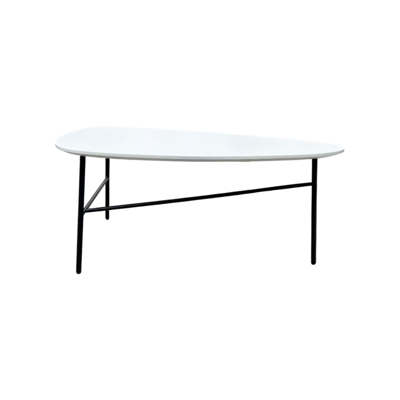Mesa De Centro Patas De Metal Con Top (Blanco) De Madera
