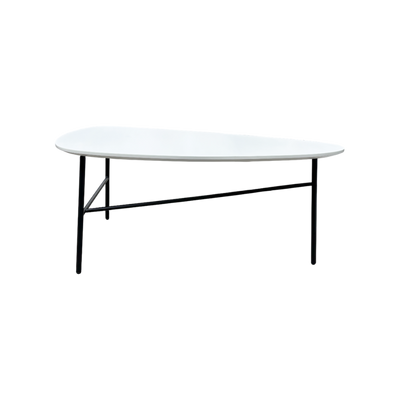 Mesa De Centro Patas De Metal Con Top (Blanco) De Madera
