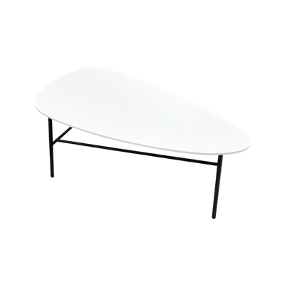 Mesa De Centro Patas De Metal Con Top (Blanco) De Madera