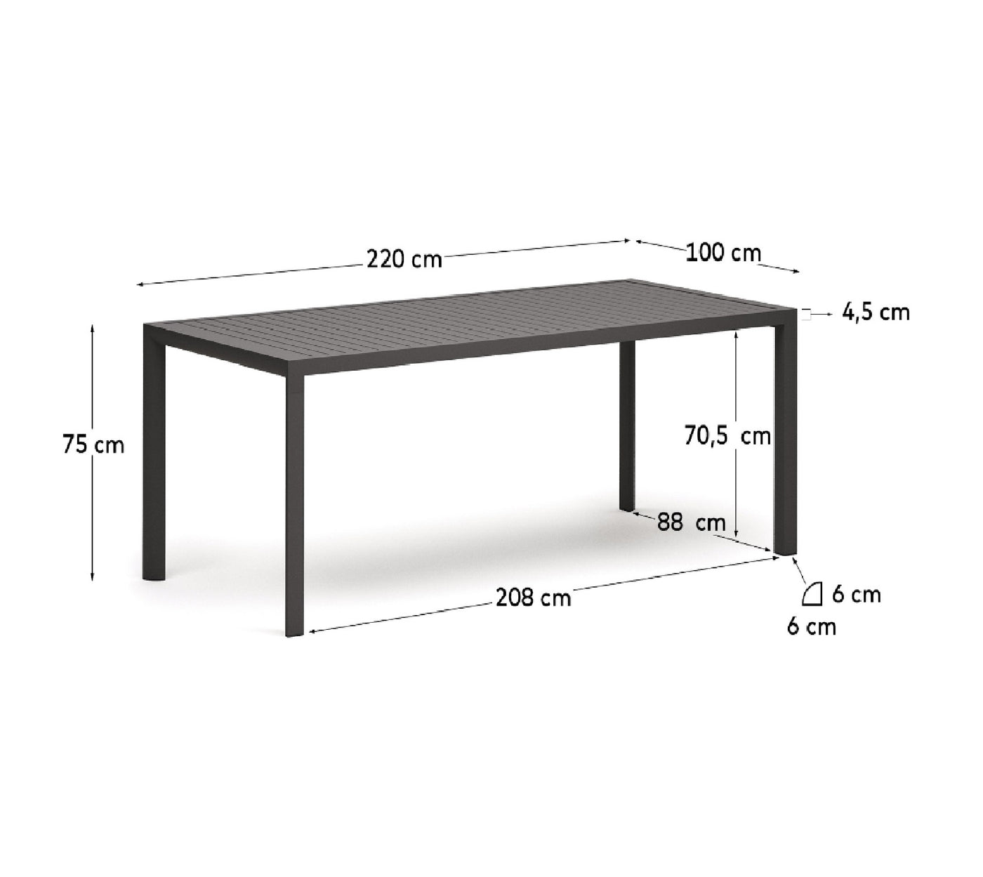 Mesa De Comedor Para Exterior (Gris Oscuro) Estructura De Metal