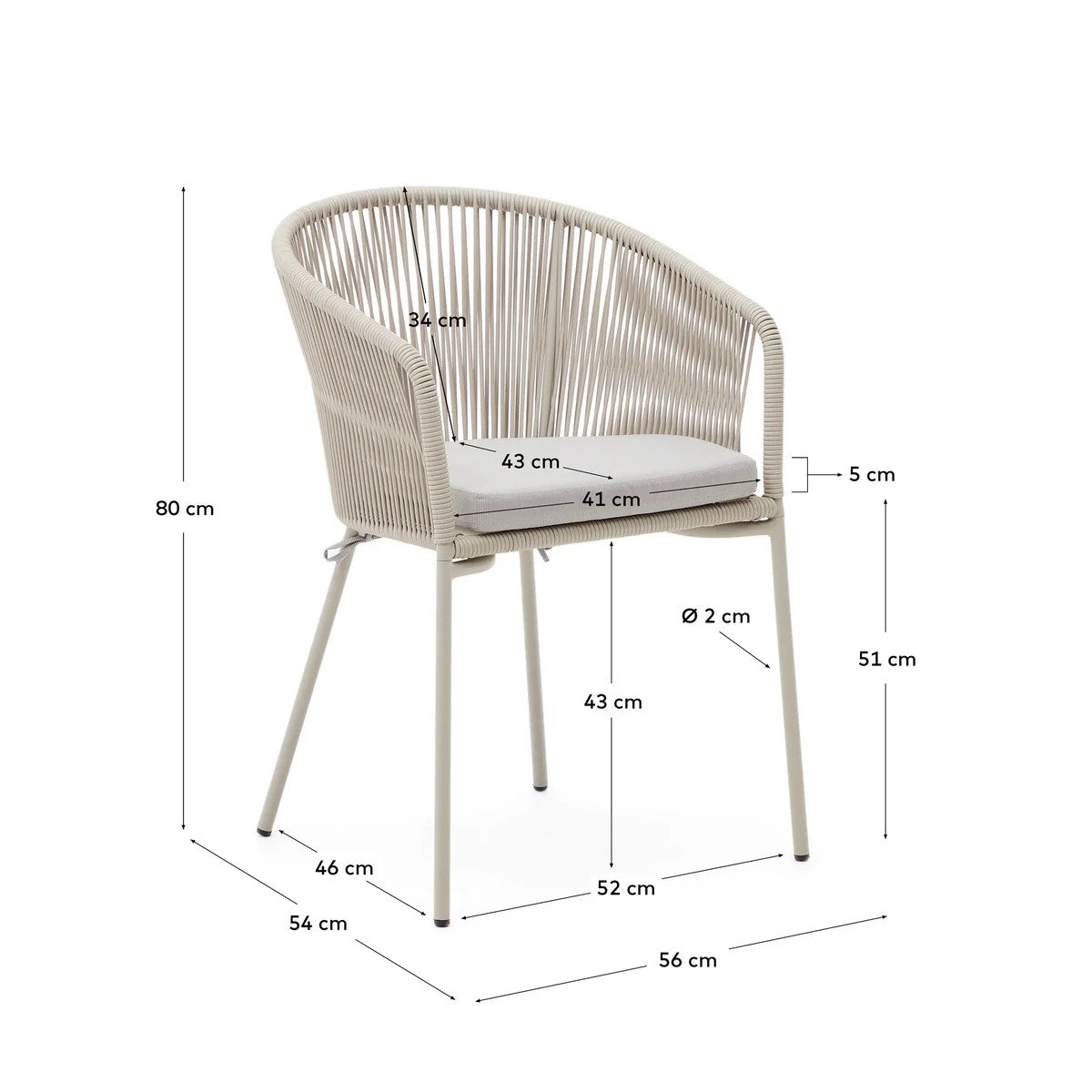 Silla De Cuerda (Blanco) Y Estructura De Acero