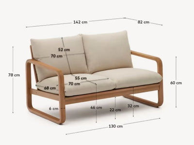 Sofá 2 Cps Con Cojines Estructura Madera Eucalipto De Madera