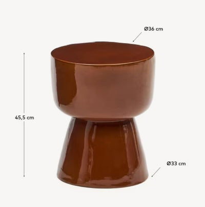 Mesa Auxiliar (Terracota) Redonda De Cerámica