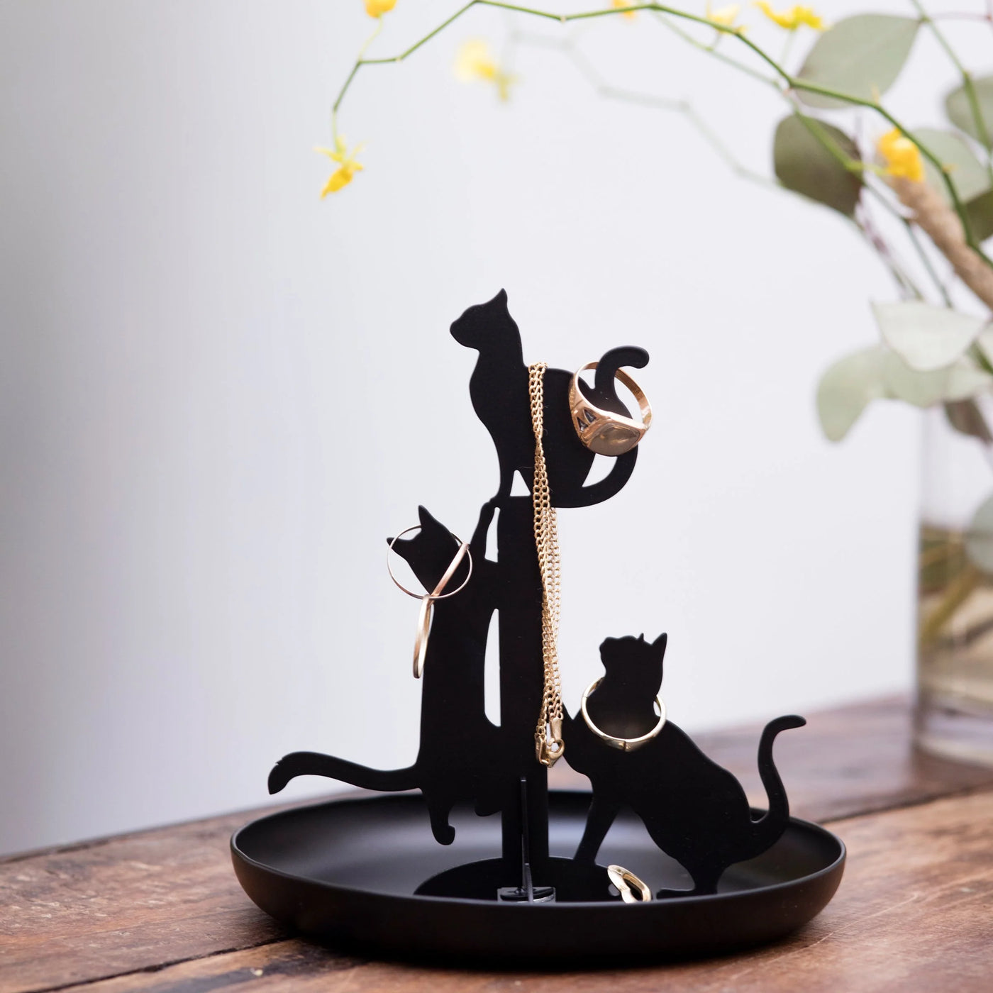Porta Joyeros (Negro) Modelo Gato De Metal